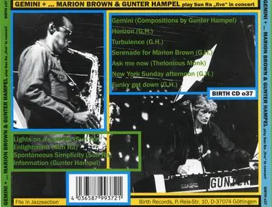 Marion Brown & Gunter Hampel - Gemini + Play 'Live' Sun Ra Compositions (1983) {Birth Records ‎BIRTHo37 rel 1993}