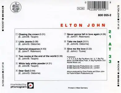 Elton John - 21 At 33 (1980) [Rocket 800 055-2, Germany] Re-up