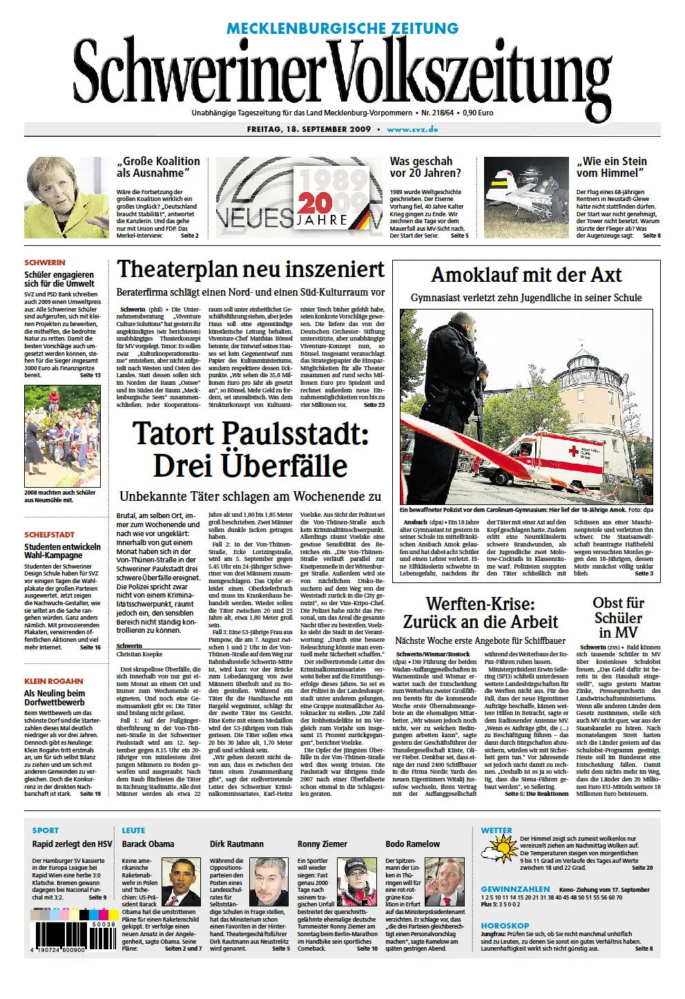 Schweriner Volkszeitung 18.09.2009