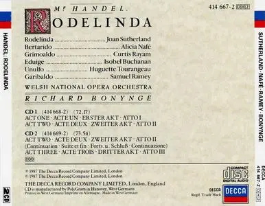 Richard Bonynge, Welsh National Opera Orchestra, Joan Sutherland - George Frideric Handel: Rodelinda (1987)