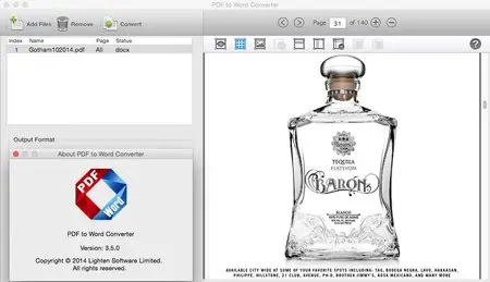 Lighten PDF to Word Converter 3.5.0 Mac OS X
