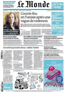 Le Monde et Supplément Don du Sang du Jeudi 14 Juin 2012