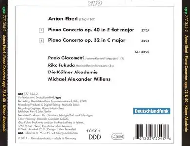 Michael Alexander Willens, Kölner Akademie - Anton Eberl: Piano Concertos Op. 32 & Op. 40 (2011)