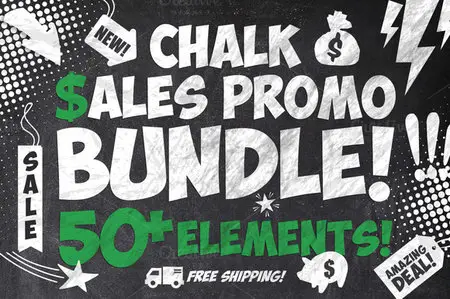 CreativeMarket - 50 Chalk Sales Promo Bundle