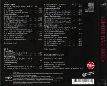 Dmitri Bashkirov - Piano: Haydn, Schubert, Brahms, Liszt, Grieg, Debussy, Rachmaninoff, Prokofiev and Shchedrin (2015) 2CDs