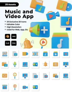 EE - Music and Video App 3D Icons PGGXKQG