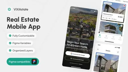 Real Estate Mobile App UI KIT Template for Figma