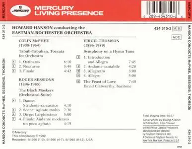 Howard Hanson, Eastman-Rochester Orchestra - McPhee, Sessions, Thomson (1992)