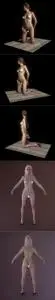 D Kneeling nude (NSFW) and Photorealistic Female Character