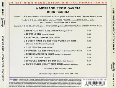 Dick Garcia - A Message from Garcia (1956) {Blue Moon--Dawn DCD 108 rel 1998} (ft. Bill Evans)
