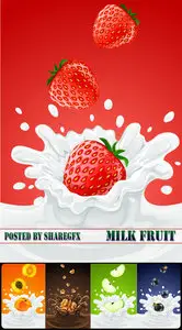 Stock Vector - Milk fruit