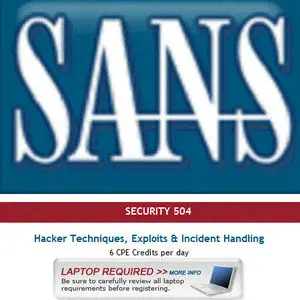 SANS Security Hacker Techniques Exploits And Incident Handling