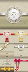 Vintage Cards with Bows Vector