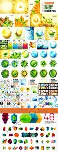 Geometric banner bubble circle and nature concepts mega collection vector