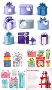 Illustrations of Merry Christmas Gifts - Vector Set