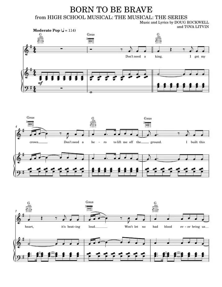 Born To Be Brave (from High School Musical: The Musical: The Series) - Cast of High School Musical: (Piano-Vocal-Guitar)