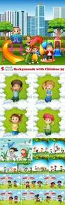 Vectors - Backgrounds with Children 35