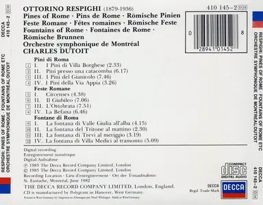 Charles Dutoit, Orchestre Symphonique de Montréal - Ottorino Respighi: Pines of Rome, Fountains of Rome, Feste Romane (1990)