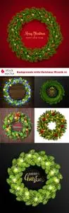 Vectors - Backgrounds with Christmas Wreath 10