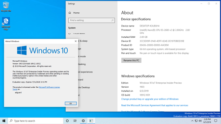 Windows 10 InsiderPreview (20H1) Build 18912.1001