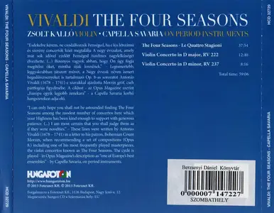 Zsolt Kalló, Capella Savaria - Antonio Vivaldi: The Four Seasons & Violin Concertos (2013)