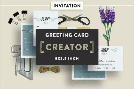 CreativeMarket - Invitation Card Mockups 5x3.5 In