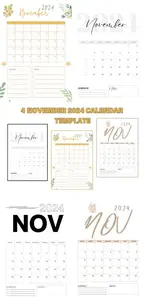 4 November 2024 Printable A4 Calendar Templates