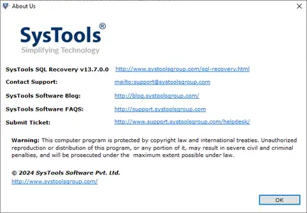 SysTools SQL Recovery 13.7