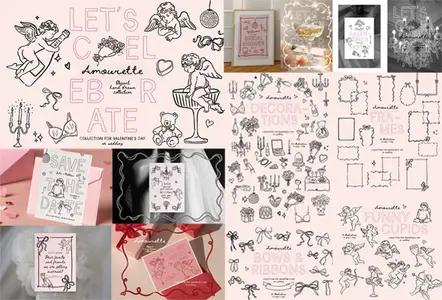 Amourette - Hand Drawn Cupids Clipart