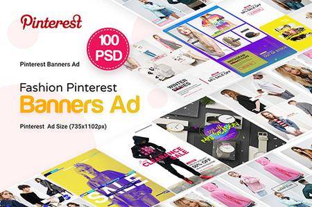 Fashion Pinterest Pack Banners Ad - 100 PSD