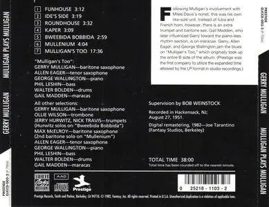 Gerry Mulligan - Mulligan Plays Mulligan (1951) {Prestige OJCCD-003-2 rel 1982}