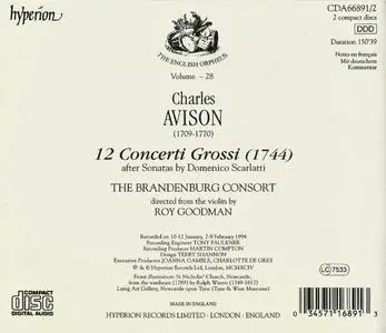 The Brandenburg Consort, Roy Goodman - Avison: 12 Concerti Grossi after Sonatas by Domenico Scarlatti (1994)