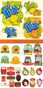 Labels fruit preserves and jams vector