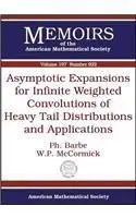 Asymptotic expansions for infinite weighted convolutions of heavy tail distributions and applications