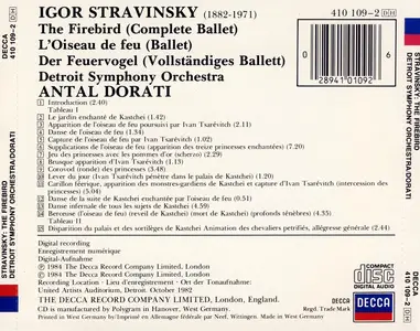 Antal Dorati, Detroit Symphony Orchestra ‎- Igor Stravinsky: The Firebird (1984)