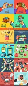 Online shopping flat design concept vector 2