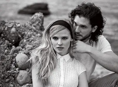 Lara Stone and Kit Harington by Peter Lindbergh for Vogue US March 2014