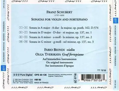 Fabio Biondi, Olga Tverskaya - Schubert: Sonatas for Violin & Piano (1995)