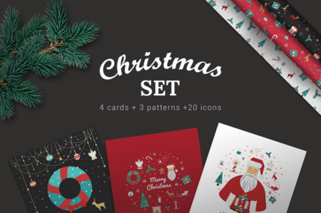 CreativeMarket - Christmas flat set