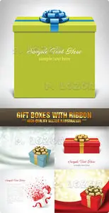 Stock Vector - Gift Boxes with Ribbon