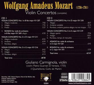 Giuliano Carmignola, Carlo de Martini, Il Quartettone - Wolfgang Amadeus Mozart: Violin Concertos (2006)