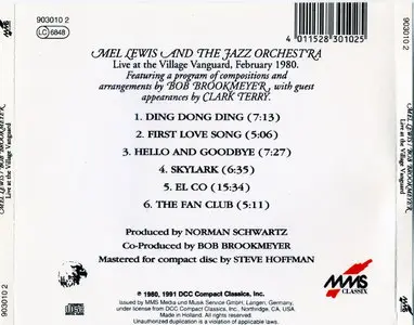Mel Lewis and The Jazz Orchestra/Bob Brookmeyer - Live At The Village Vanguard (1980) [Remastered 1991]