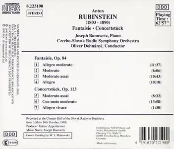 Joseph Banowetz, Oliver Dohnányi, Czecho-Slovak Radio Symphony Orchestra - Anton Rubinstein: Fantasie, Concertstück (1990)