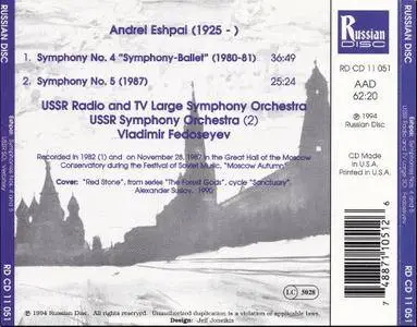 Vladimir Fedoseyev, USSR Radio & TV Symphony Orchestra - Eshpai: Symphonies Nos 4 & 5 (1994) (Repost)