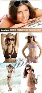 Girl in bikini with sunglasses - Stock Photo