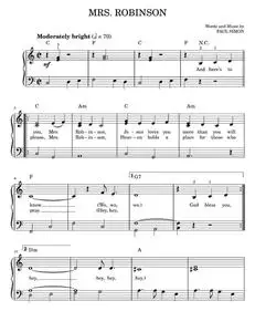 Mrs. Robinson - Paul Simon, Simon & Garfunkel (Easy Piano)