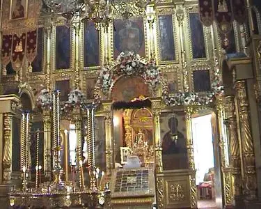 Church subjects. An iconostasis and a dome of a temple in easter week.