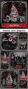 Christmas vector background with drawing elements