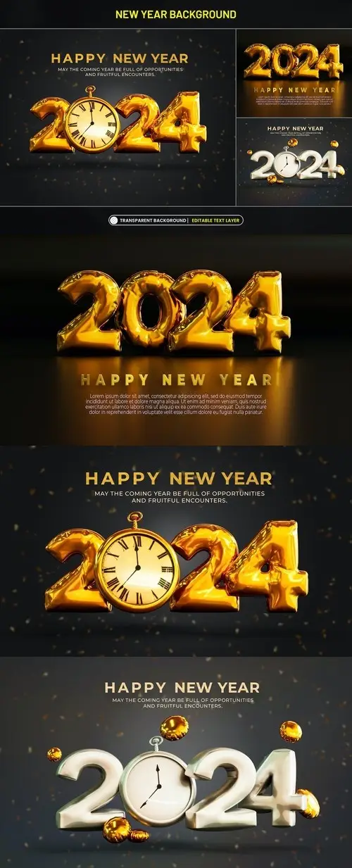 New Year 2024 Background with Stylized 3D Text UC3VAAW / AvaxHome