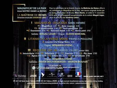Maîtrise de Reims, Sandrine Lebec & Magali Léger - Magnificat de la paix (Pour Notre Dame de Reims) (2017)